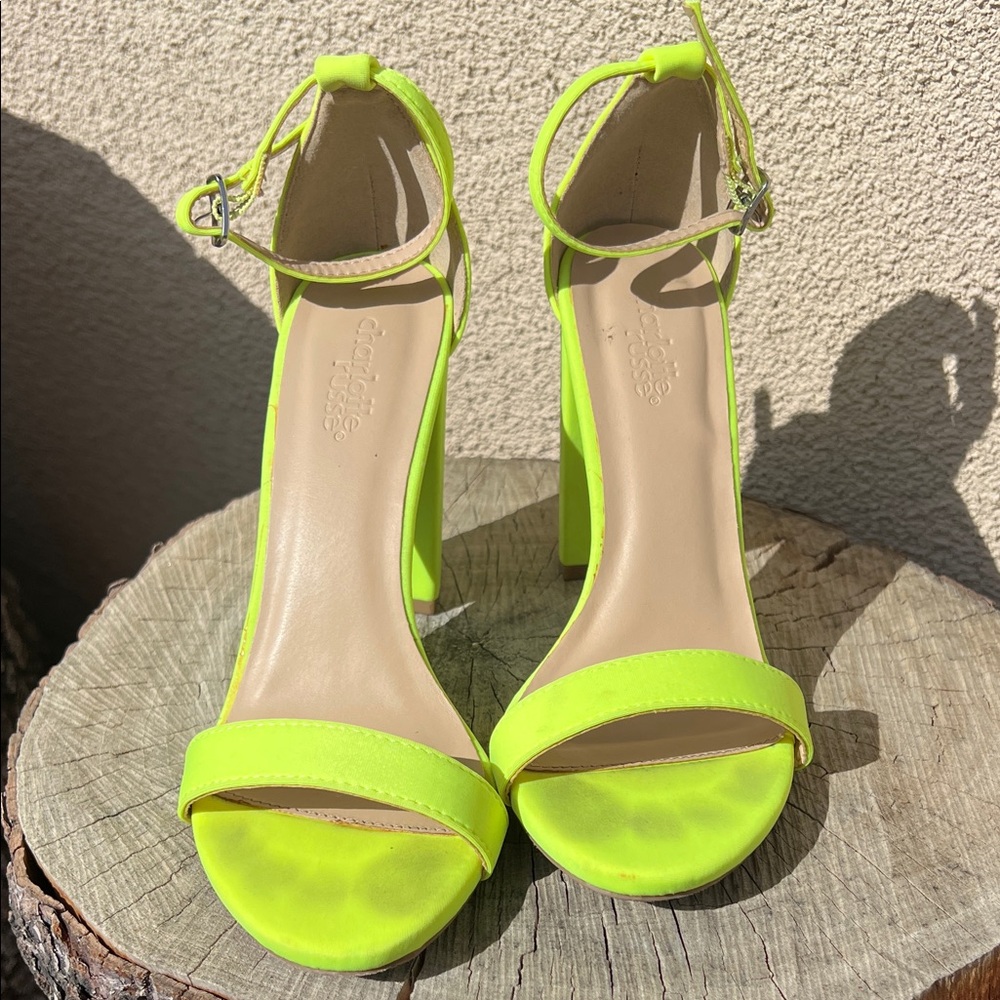 Charlotte Russe Neon Green Ankle Strap Heels
